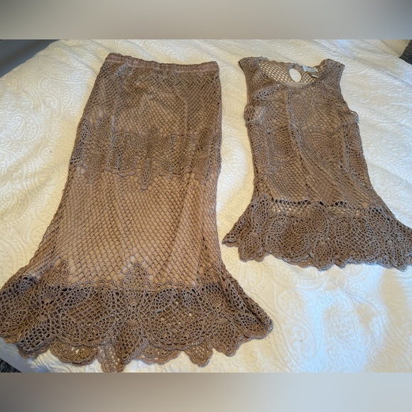 Kroshetta lace and beaded skirt and tank - Picture 1 of 3
